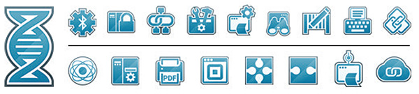 ZD510-HC 腕带打印解决方案 Mobility DNA 图标：蓝牙打印机管理图标、PrintSecure 图标、联网打印机软件图标、Link-OS Multiplatform SDK 图标、PrintConnect 图标、Visibility Services 图标、ZebraDesigner 图标、Print Station 图标、配对解决方案图标、Virtual Devices 图标、Printer Profile Manager Enterprise 图标、PDF Direct 图标、Browser Print 图标、MDM/EMM Connectors 图标、企业打印解决方案图标、PrintConnect 图标、Cloud Connect 图标