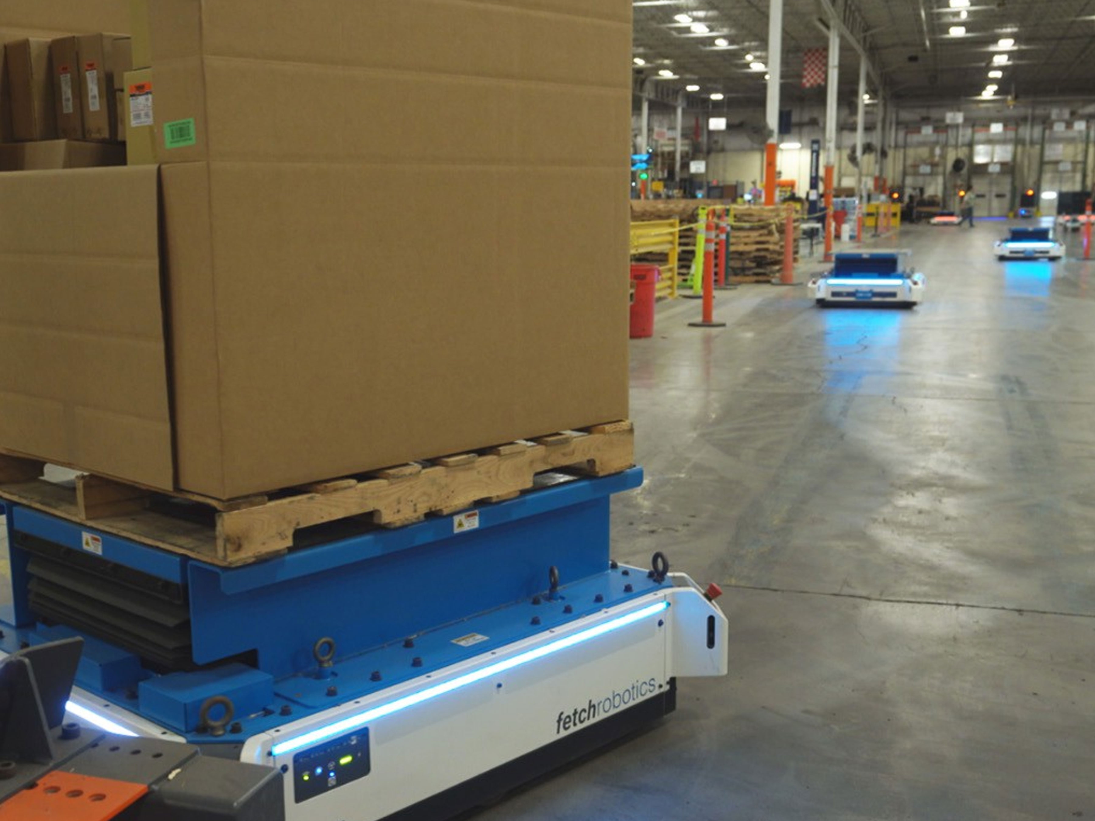 Fetch Robotics robot in the warehouse