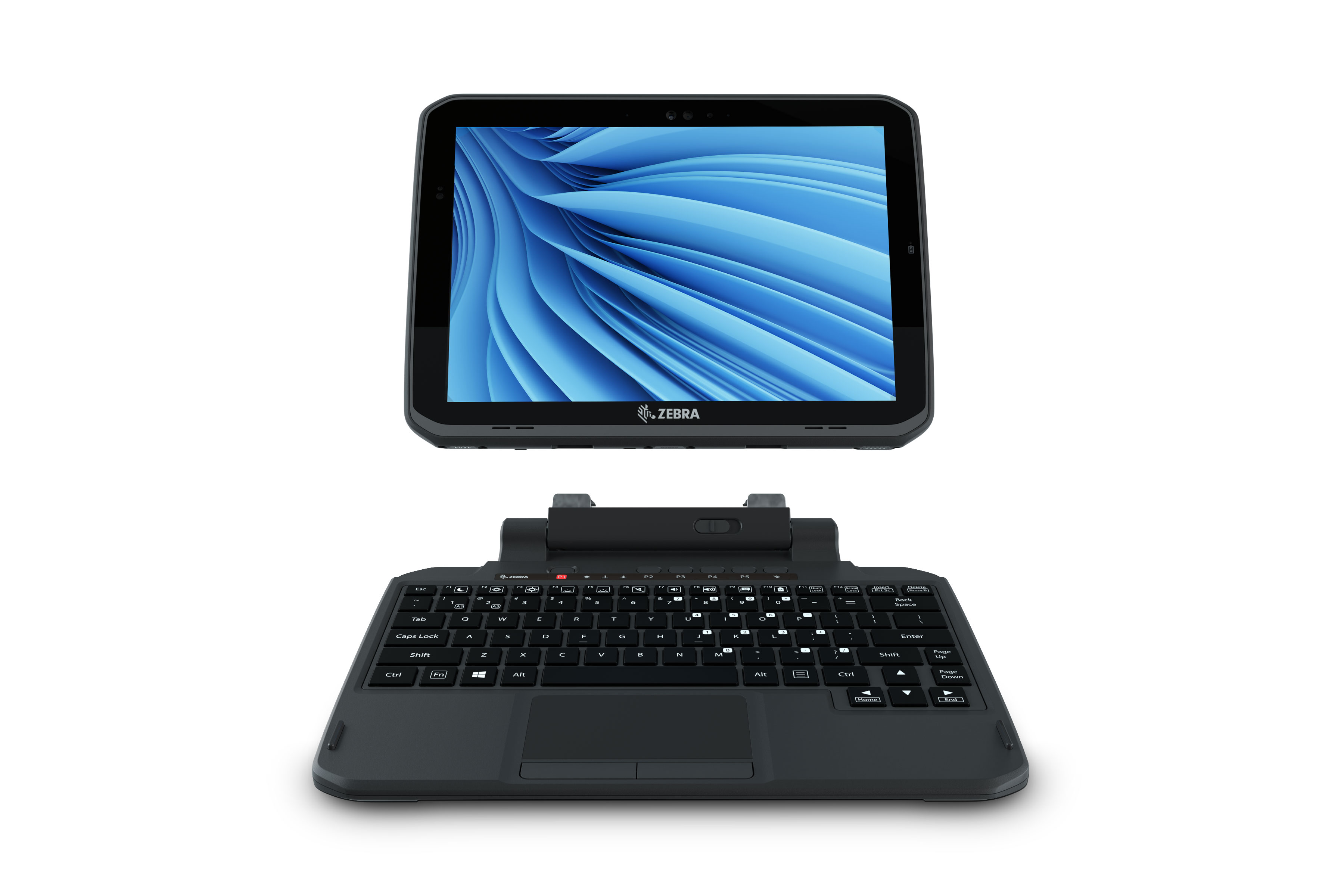 Front of Zebra ET8x Series 2-in-1 tablet computer with detachable keyboard